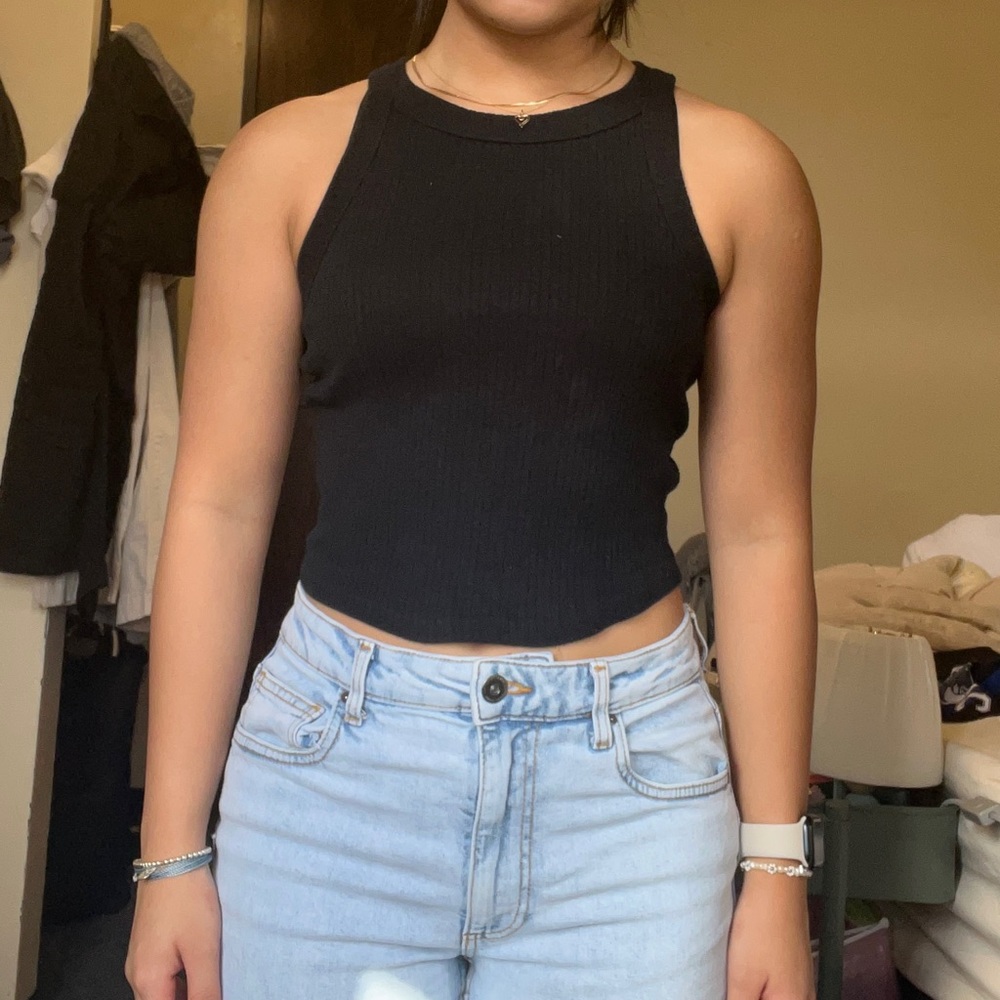 Black halter tank top